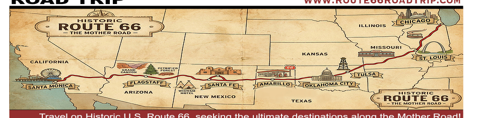 Maps of the entire Route 66, from beginning in Chicago to the end in Santa Monica, California
