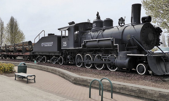 Steam Engine Number 25 on display in downtown Flagstaff, Arizona
