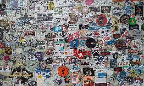 Stickers and more stickers at the Hackberry General Storte at Hackberry, Arizona, between Seligman and Kingman on U.S. Route 66