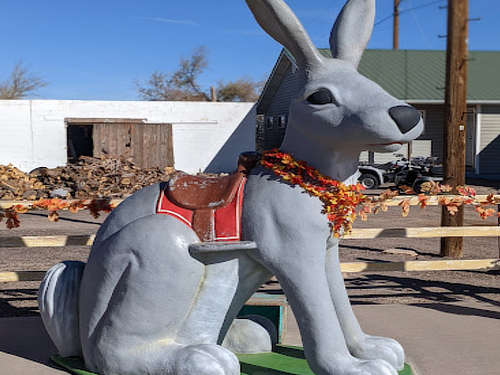 Take a photo op on the famous larger than life rabbit, at the Jack Rabbit Trading Post in Joseph City, Arizona, on Historic Route 66
