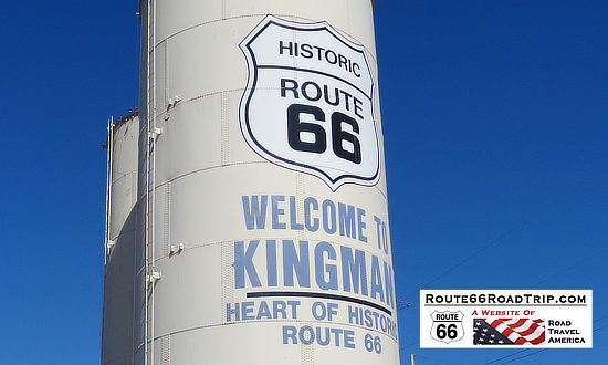 The famous Route 66 water tower in Kingman, Arizona