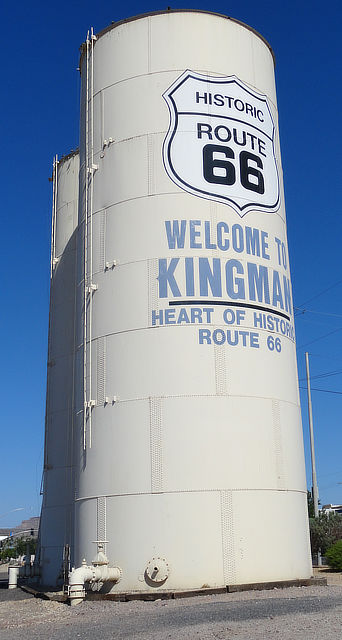 The famous Route 66 water tower in Kingman, Arizona