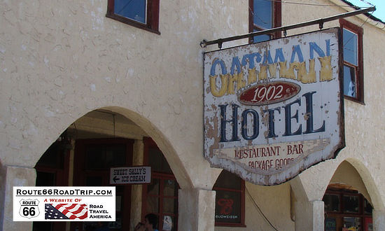 Exterior view of the Oatman Hotel on Route 66 in Arizona