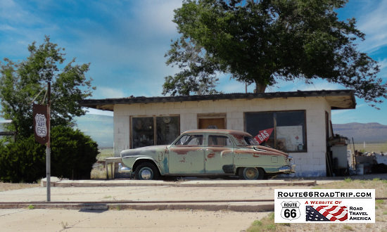 The green Studebaker, waiting to travel on Historic Route 66 in Truxton, Arizona