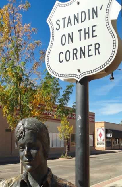 Sculpture of "Easy" at the Standin' on the Corner Park in Winslow, Arizona