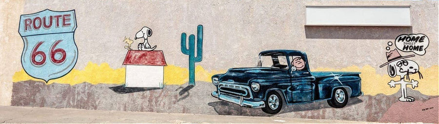 Needles California mural on Historic Route 66 ... Snoopy Home Sweet Home