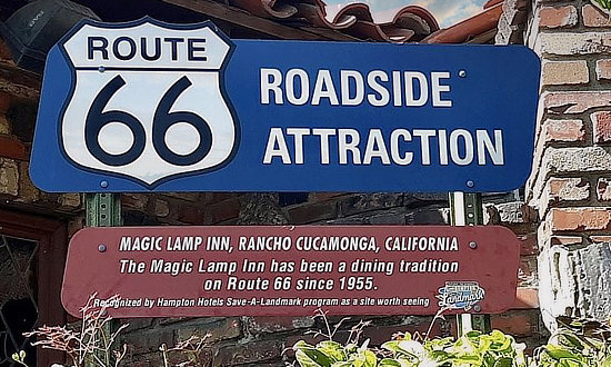 Route 66 Roadside Attraction: Magic Lamp Inn on Route 66 in Rancho Cucamonga, California