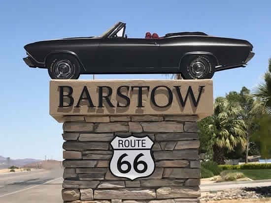 Barstow California Signage: the black convertible on Route 66