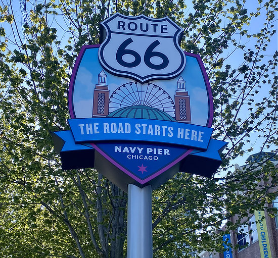 Route 66 Sign at Navy Pier in Chicago