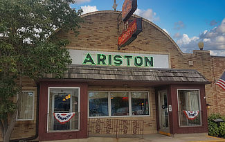 Exterior view of the Ariston Cafe in Litchfield, Illinois, since 1924