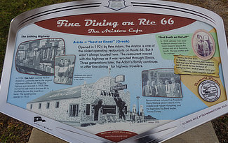 Route 66 kiosk for the historic Ariston Cafe in Litchfield, Illinois