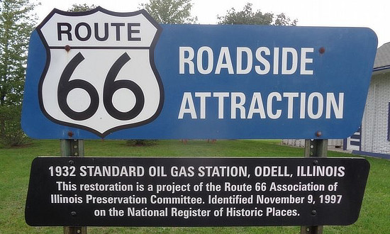 Route 66 Roadside Attraction: 1932 Standard Oil Gas Station in Odell, Illinois
