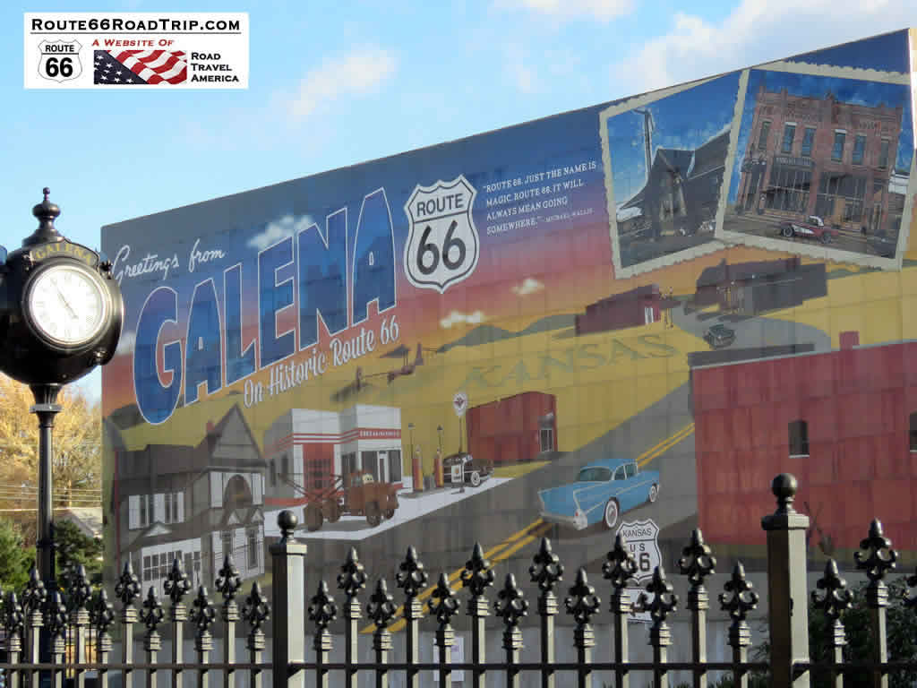 The "Greetings from Galena, Kansas" mural, on Historic Route 66 with a quote from Michael Wallis