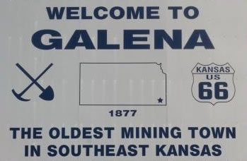 Welcome to Galena Kansas sign ... The Oldest Mining Town in Southeast Kansas