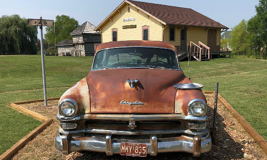 The old rusted Chrysler at Red Oak II, northeast of Carthage, Missouri The old rusted Chrysler at Red Oak II, northeast of Carthage, Missouri