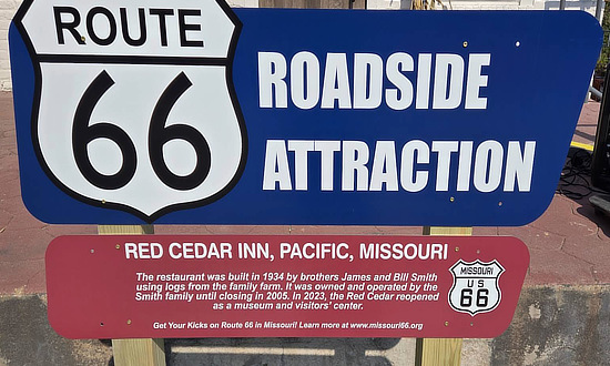 Route 66 Roadside Attraction: The Red Cedar Inn, housing the Pacific Missouri Visitior Center & Museum