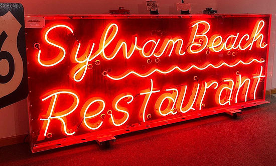 Vintage neon sign at the Route 66 State Park Visitor Center in Missouri