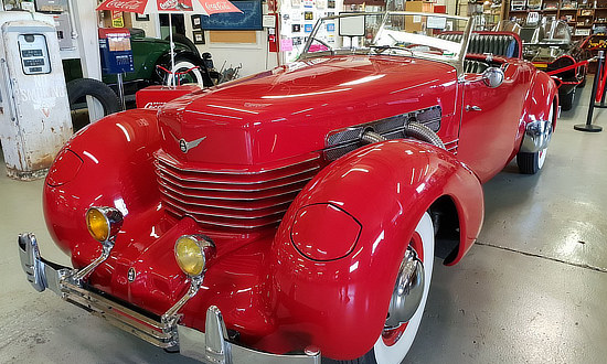 Antique car on display at  the Route 66 Car Museum in Springfield, Missouri