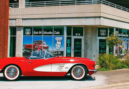 Red Corvette at the Springfield, Missouri, Route 66 Information  Center