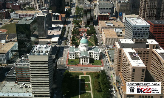 Downtown St. Louis seen from the top of the Gateway Arch