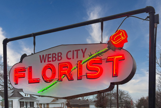 Webb City Florist neon sign in Missouri