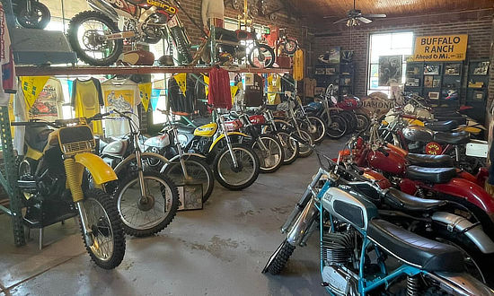 Motorcycles on display at the Seaba Station Motorcycle Museum in Warwick, Oklahoma, on Historic Route 66