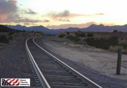 Quiet afternoon sunset at a railroad crossing south of Santa Fe