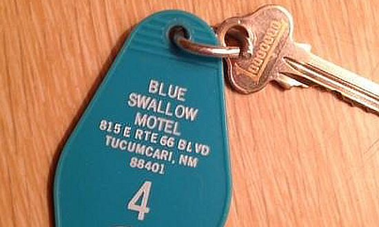 "Old School" room key, at the Blue Swallow Motel in Tucumcari, New Mexico, at 815 Route 66 Boulevard
