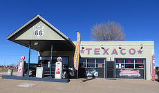 Restored Texaco gas staton on East Route 66 Boulevard in Tucumcari, New Mexico