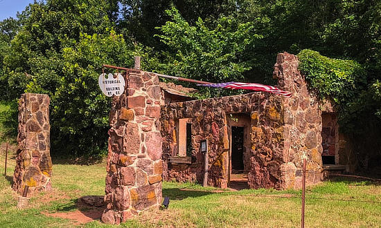 Ruins of a 1920s gas station about 3 miles east of Arcadia, Oklahoma on Route 66
