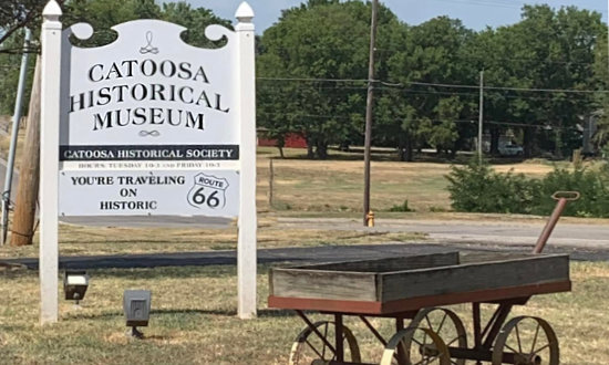 Sign for the Catoosa Historical Museum on Historic US Route 66 in Catoosa, Oklahoma