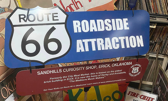 Route 66 Roadside Attraction: The Sandhills Curiosity Shop in the old City Meat Market building in Erick, Oklahoma