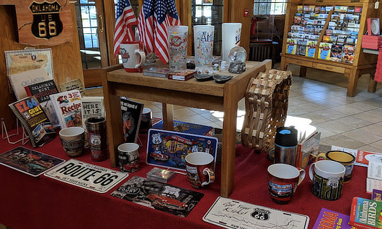 Route 66 memorabilia at the Erick Tourism Information Center in Oklahoma