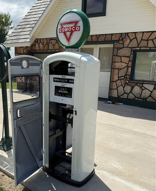 One of the two new gasoline pumps installed at the Threatt Filling Station in June of 2025