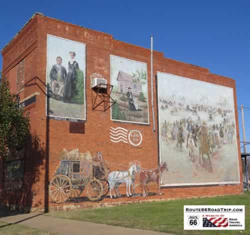 One of the many classic murals in Davenport, Oklahoma, on Historic Route 66