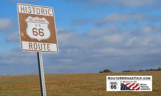 Historic U.S. Route 66 sign in Oklahoma