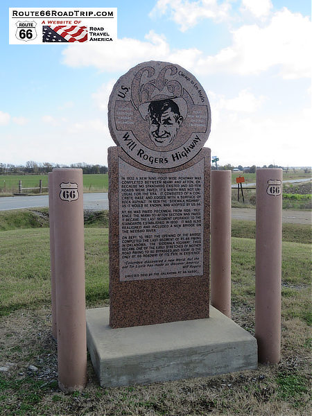 Marker along the Will Rogers Highway ... Old Route 66 9-foot wide "Ribbon Road" near Miami, Oklahoma
