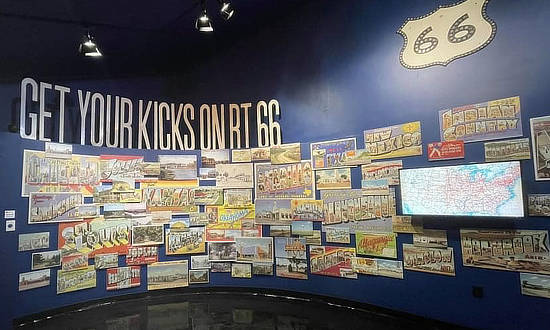 "Get Your Kicks on RT 66" display at the Oklahoma Route 66 Museum in Clinton OK
