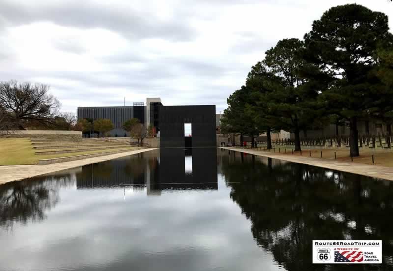 The Oklahoma City Memorial, downtown, on a cold gloomy day in the fall of 2018
