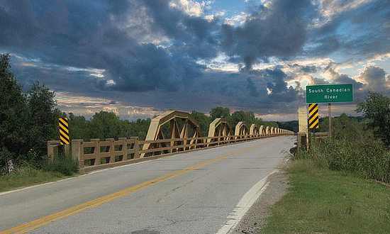 The pony truss bridge in Oklahoma on Historic US Route 66