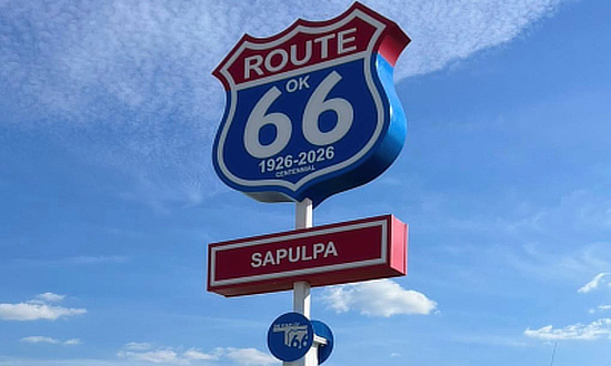 Route 66 Centennial Sign in Sapulpa, Oklahoma  Route 66 Centennial Sign in Sapulpa, Oklahoma