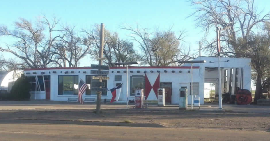 The historical Bent Door Midway Station in Adrian, Texas