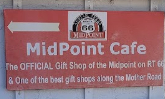 The Official gift shop: at the Midpoint Cafe and Gift Shop, Route 66, Adrian, Texas