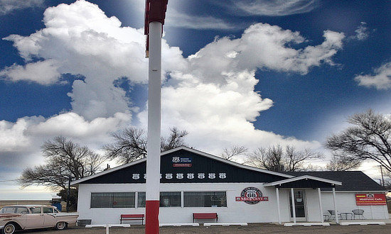Exterior view of the Midpoint Cafe and Gift Shop, Adrian, Texas, on Historic U.S. Route 66