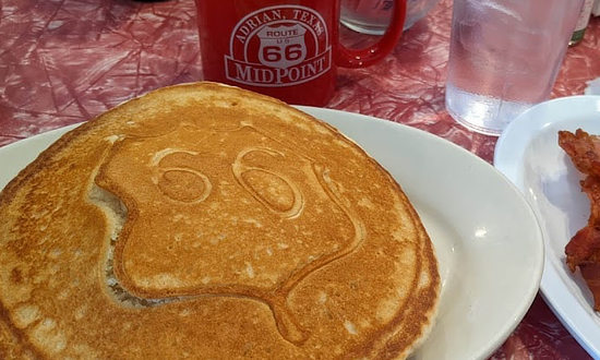 "Route 66 Pancakes" at the Midpoint Cafe and Gift Shop, Historic U.S. Route 66, Adrian, Texas
