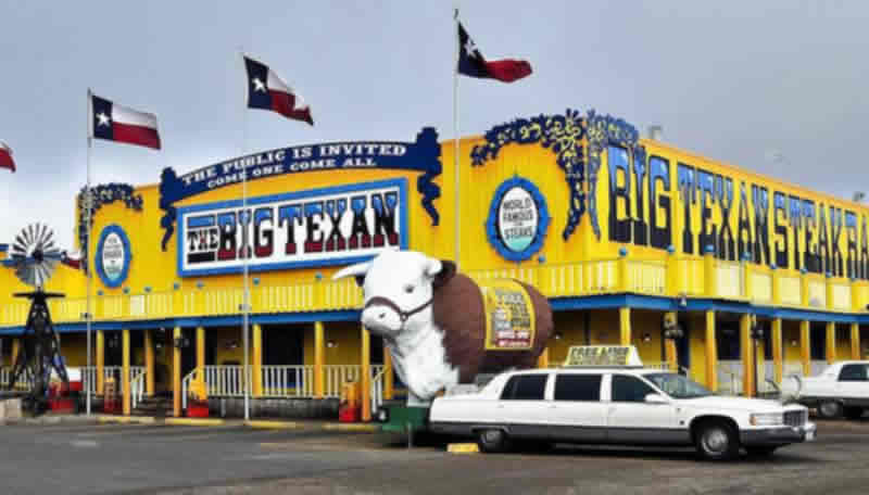 The famous Big Texan in Amarillo, Texas, home of the 72 oz steak!