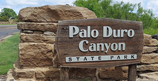 Palo Duro State Park sign, near Amarillo, Texas