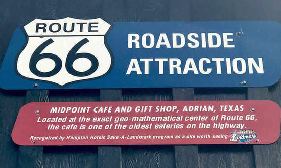 Route 66 Roadside Attraction: Midpoint Cafe and Gift Shop, Adrian, Texas