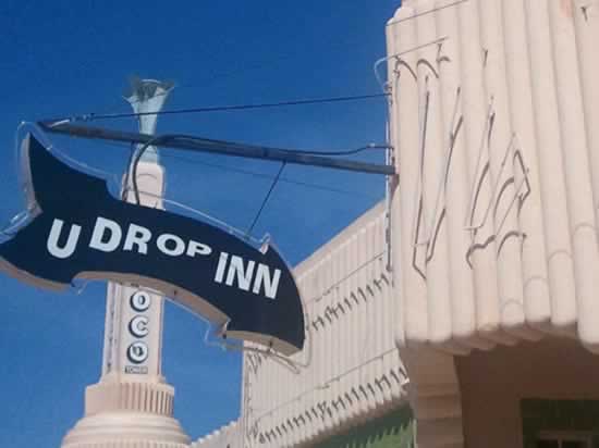 Sign at the U-Drop Inn in Shamrock, Texas