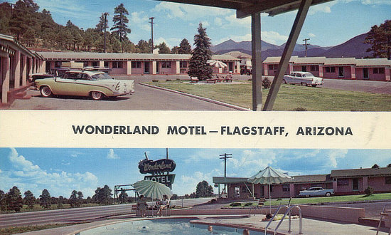 Vintage view of the Wonderland Motel in Flagstaff, Arizona